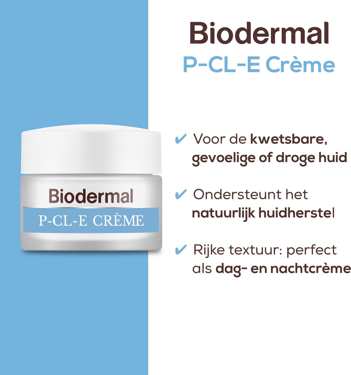 Biodermal P-Cl-E creme - Dagcreme - Deze dagcrème ondersteunt het herstellend vermogen van de droge huid - droge huid gezichtscreme - gezichtsverzorging - 50 ml