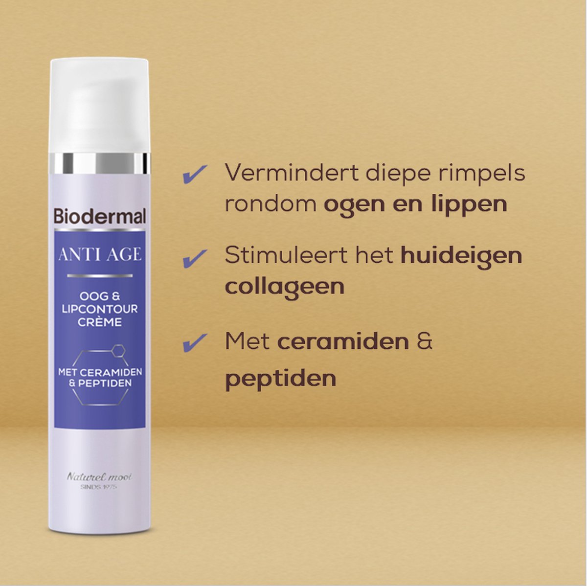 Biodermal Anti Age Oog- en Lipcontourcrème'- oogcreme - verminderd diepe rimpels, wallen en donkere kringen rondom de ogen en lippen - 15ml