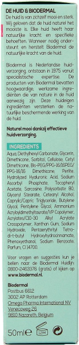 Biodermal Pure Balance Dagcrème Skin Purifying Gel-Crème - Dagcreme met hyaluronzuur, speciaal voor volwassen huid met onzuiverheden en oneffenheden - 50ml