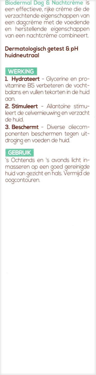 Biodermal Dagcreme -en Nachtcrème - Hydraterend en voedend - Gezichtsverzorging - 100 ml