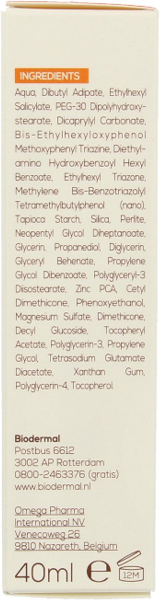 Biodermal Zonnebrand - Matterende Zonnefluïde voor het gezicht SPF 50 - 40ml - Voorkomt glimmen en puistjes