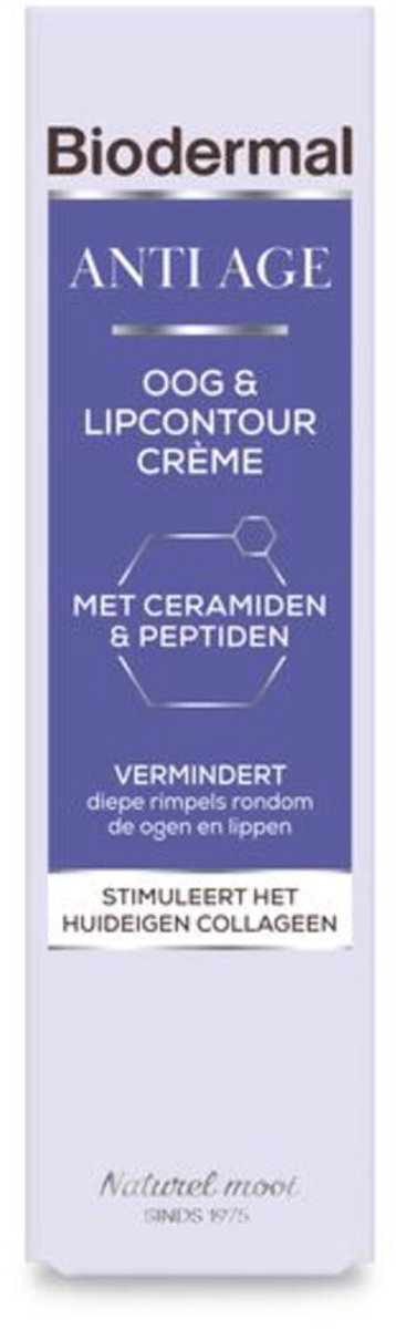 Biodermal Anti Age Oog- en Lipcontourcrème'- oogcreme - verminderd diepe rimpels, wallen en donkere kringen rondom de ogen en lippen - 15ml