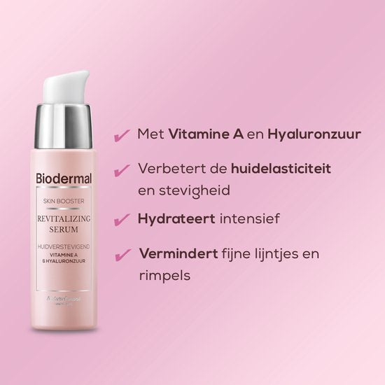 Biodermal Skin Booster Revitalizing serum – Verbetert zo de huidelasticiteit en stevigheid met hyaluronzuur en Vitamine A - Hyaluronzuur serum 30ml