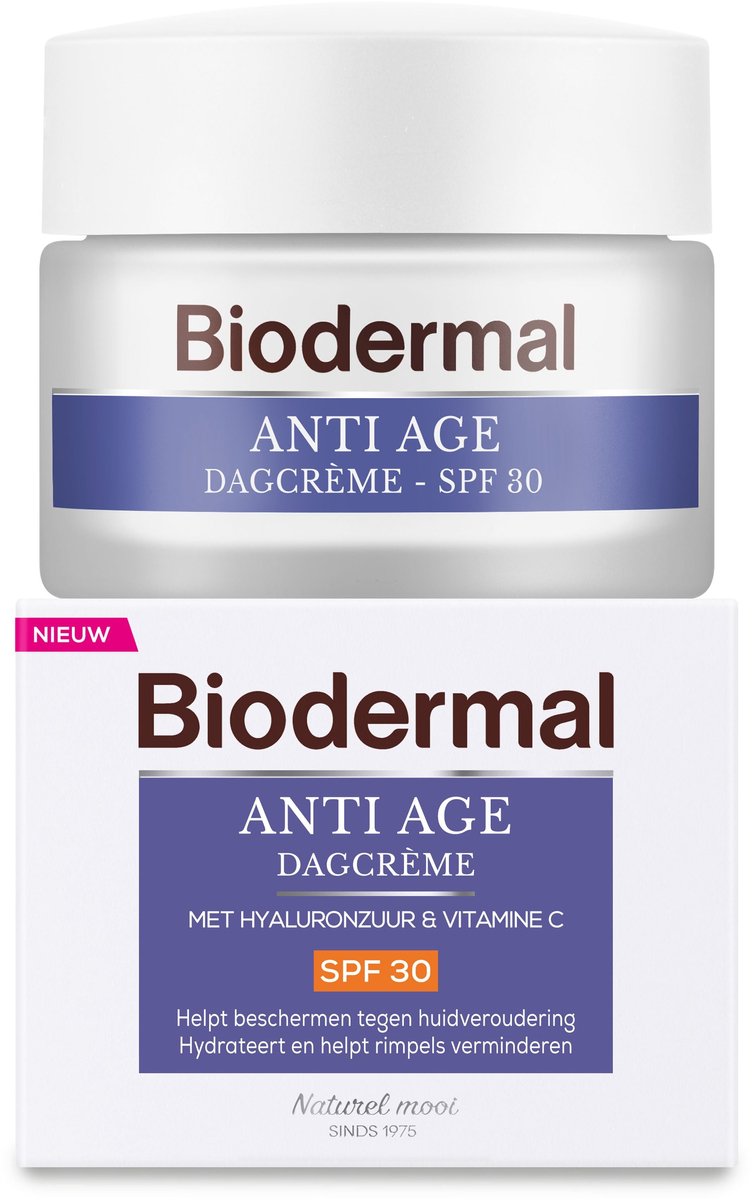 Biodermal Anti Age Dagcrème - SPF30 - Dagcrème met hyaluronzuur en vitamine C tegen huidveroudering - 50ml