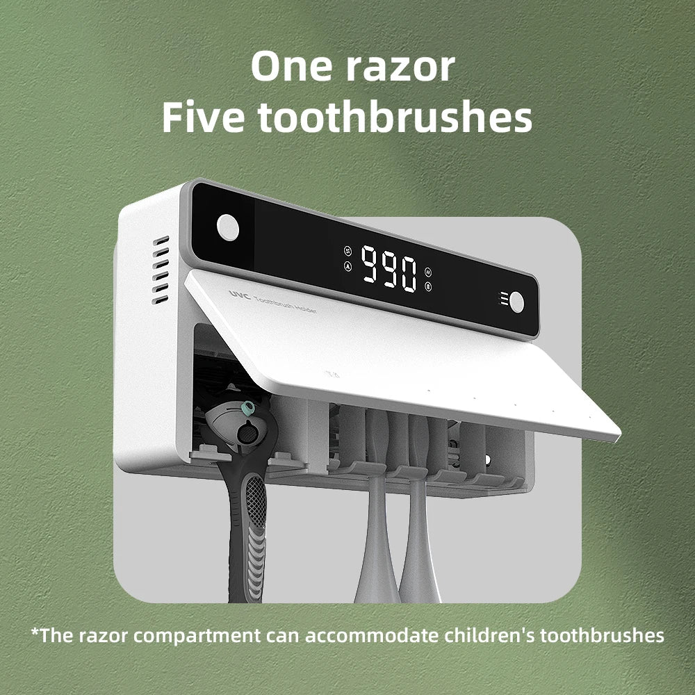 UV Toothbrush Holder Rechargeable Fast Drying Toothbrush Razor Storage Sterilizer With LED Display Bathroom Accessories