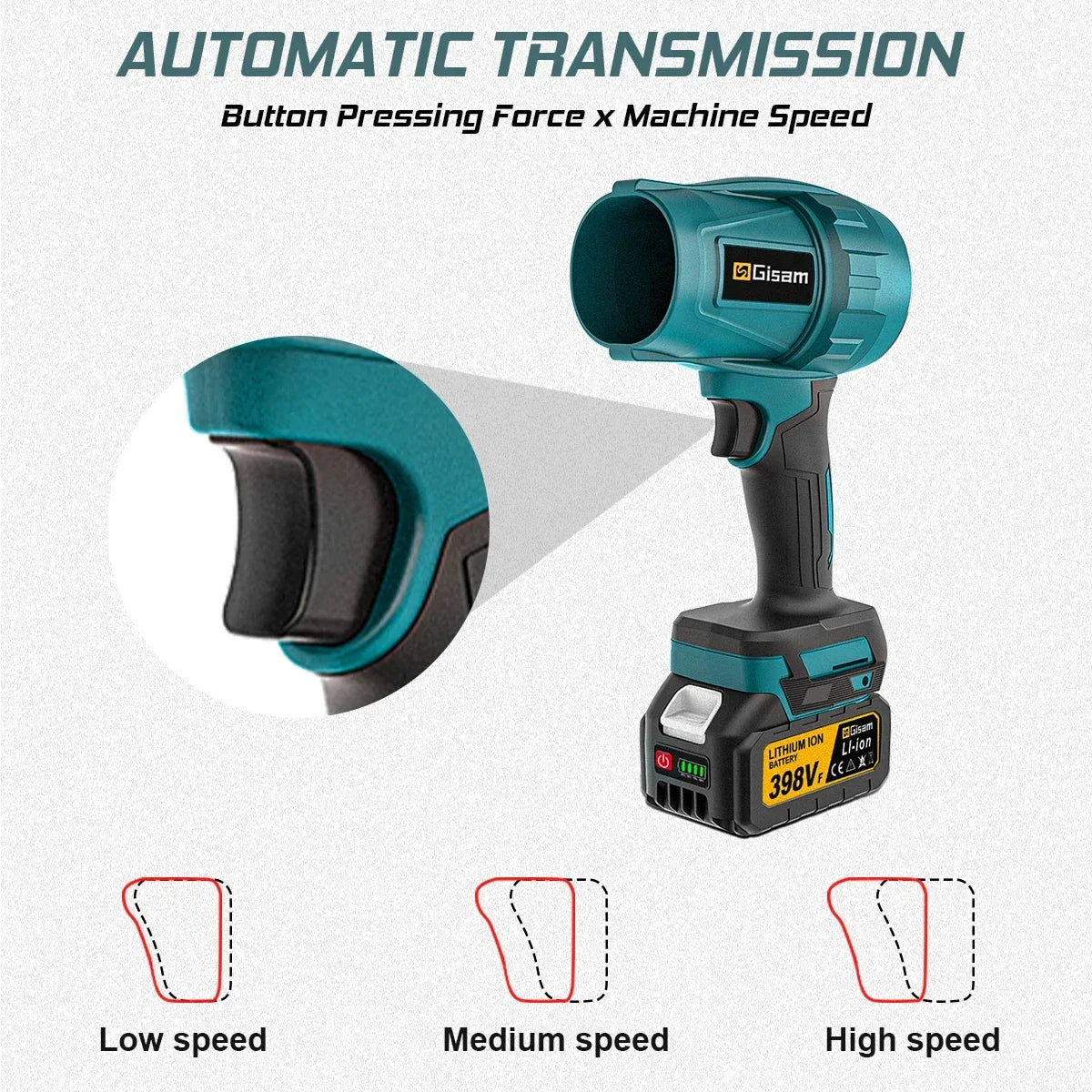 Gisam 200M/S Brushless Turbo Jet Fan 1500W Cordless Electric Air Blower Violent Handheld Power Tool for Makita 18V Battery Pin