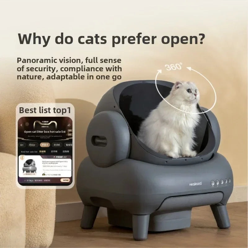 2025 EU intelligent fully automatic cat litter box open electric cleaning cat toilet oversized poop shovel cat supplies