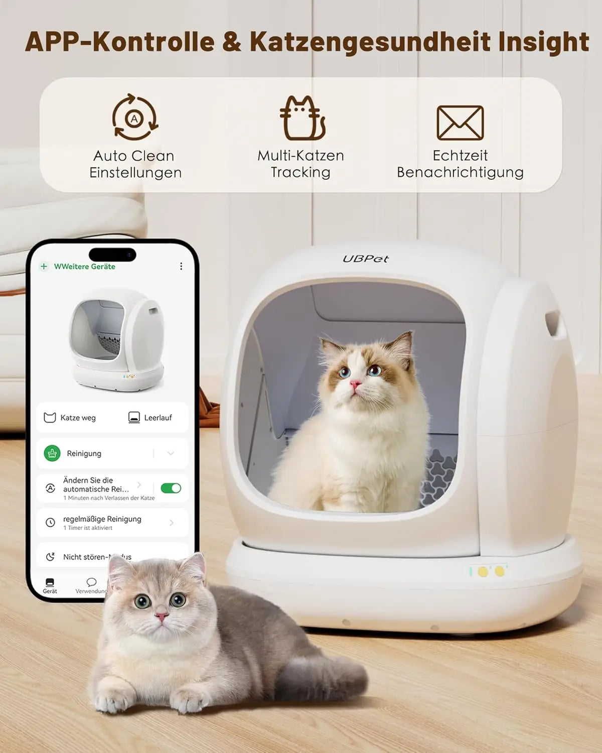 UBPet C20 Self-cleaning Automatic Cat Toilet Large Opening/Ultra Safe/Odor Control/Low Entry/APP