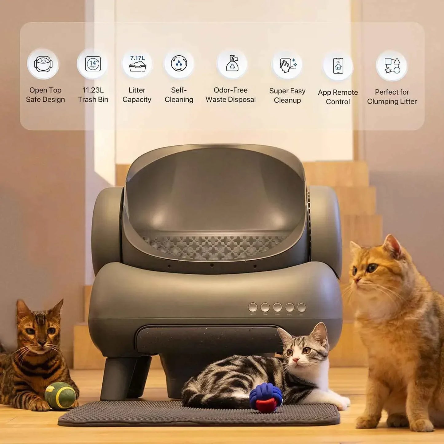2025 EU intelligent fully automatic cat litter box open electric cleaning cat toilet oversized poop shovel cat supplies
