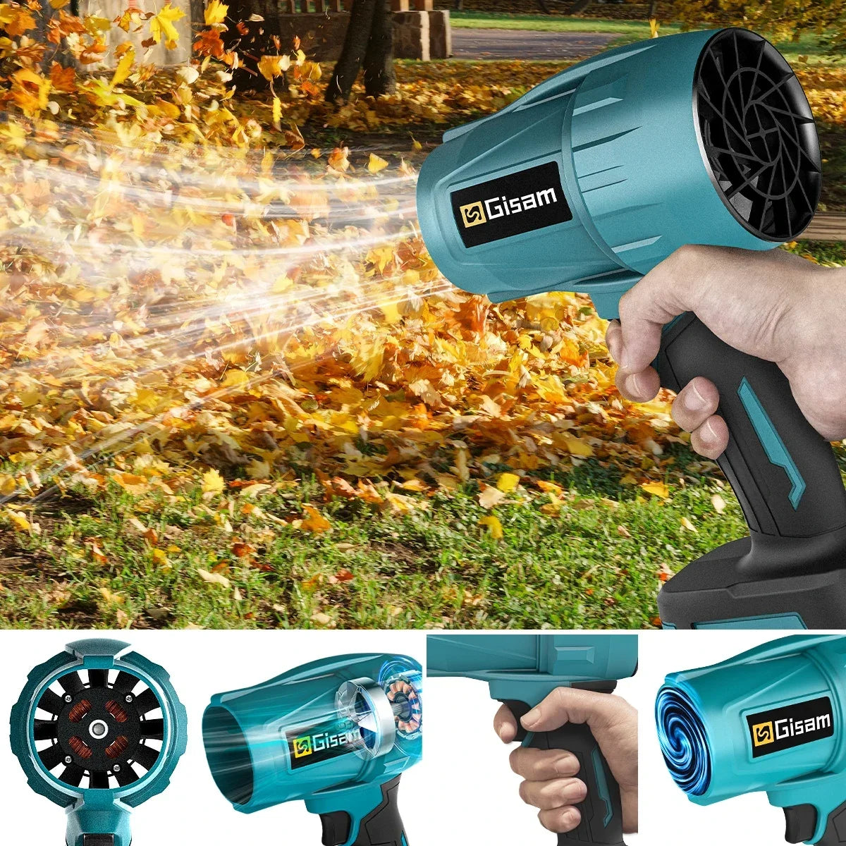 Gisam 200M/S Brushless Turbo Jet Fan 1500W Cordless Electric Air Blower Violent Handheld Power Tool for Makita 18V Battery Pin