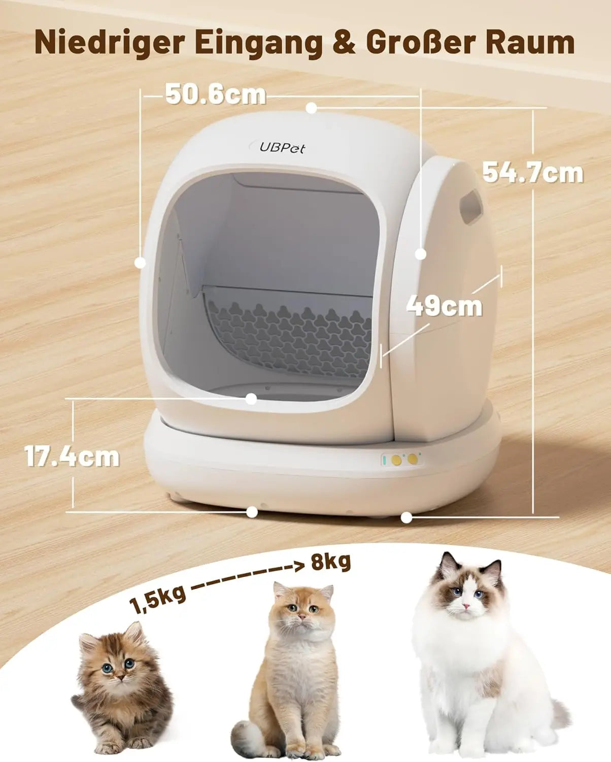 UBPet C20 Self-cleaning Automatic Cat Toilet Large Opening/Ultra Safe/Odor Control/Low Entry/APP