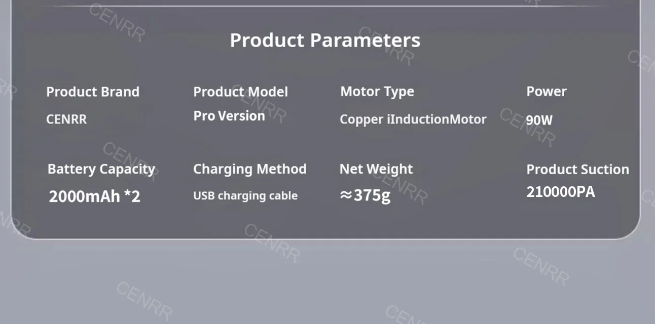 CENRR 210000PA Mini Car Vacuum Cleaner Wireless Powerful Vacuum Car Cleaner Handheld Portable Vacuum Cleaner Cleaning Machine