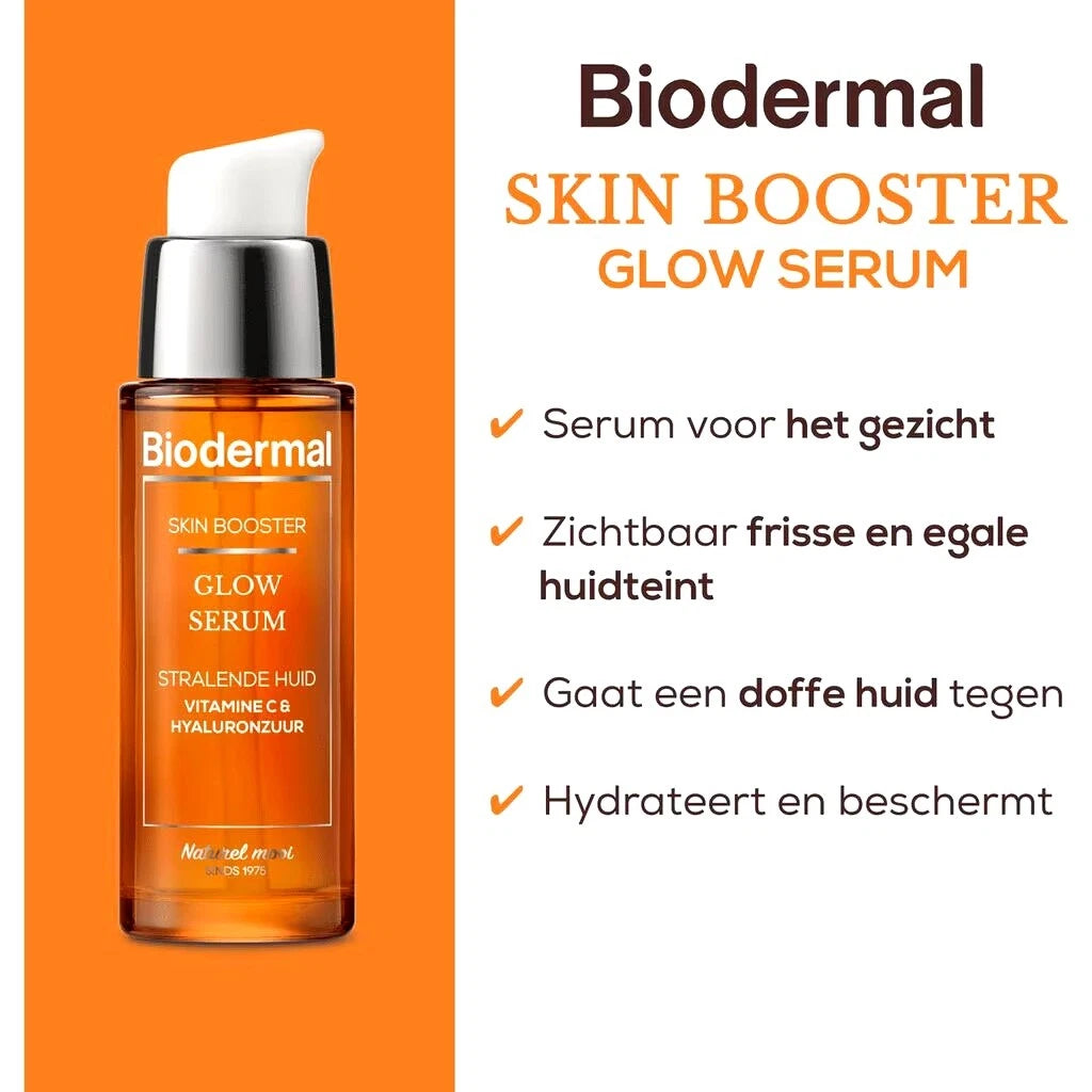 Biodermal Skin Booster Glow serum – Serum voor een stralende huid met hyaluronzuur en Vitamine C - Hyaluronzuur serum 30ml