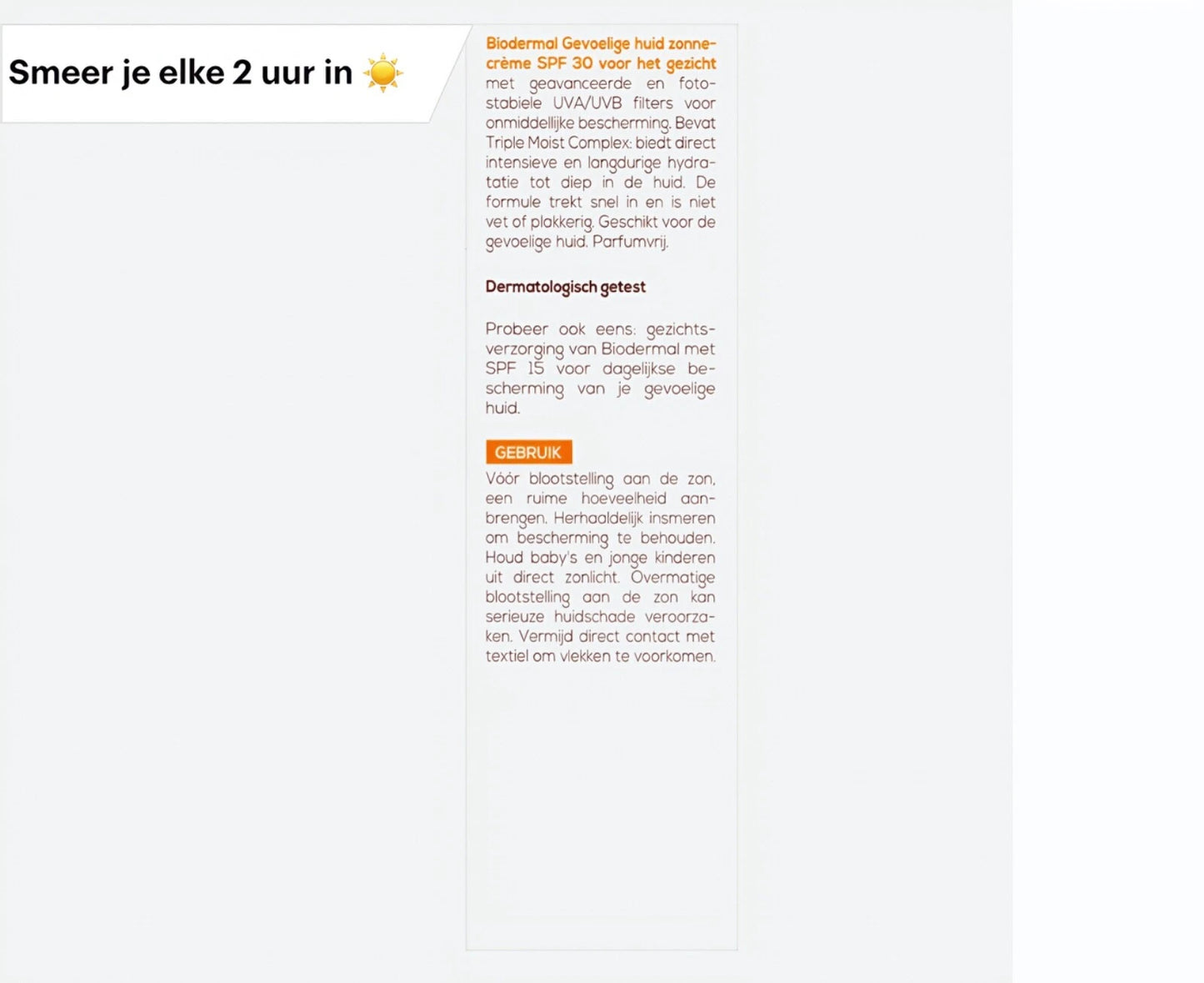 Biodermal Zonnecreme voor de Gevoelige huid - SPF 30 - 50ml - Zonnecreme voor het gezicht