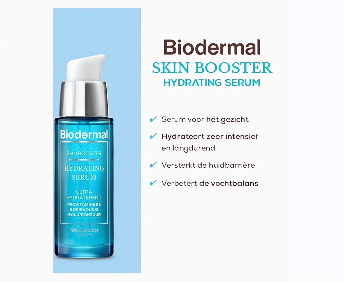 Biodermal Skin Booster Hydrating serum – Ultra hydraterend, Hydrateert zeer intensief en langdurig met hyaluronzuur en Vitamine B - Hyaluronzuur serum 30ml