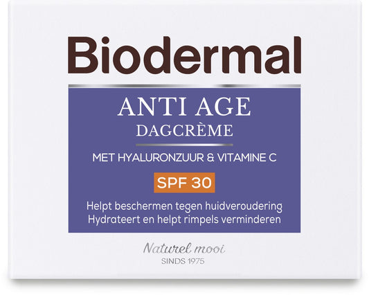 Biodermal Anti Age Dagcrème - SPF30 - Dagcrème met hyaluronzuur en vitamine C tegen huidveroudering - 50ml