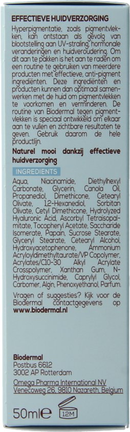 Biodermal Pigment Nachtcrème - vermindert hyperpigmentatie, zoals pigmentvlekken - 50 ml