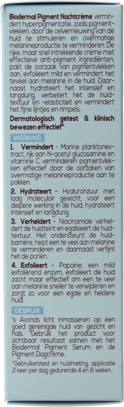 Biodermal Pigment Nachtcrème - vermindert hyperpigmentatie, zoals pigmentvlekken - 50 ml