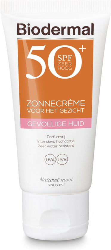 Biodermal Zonnebrand voor de Gevoelige huid - SPF 50 - Zonnebrand voor het gezicht - 50ml