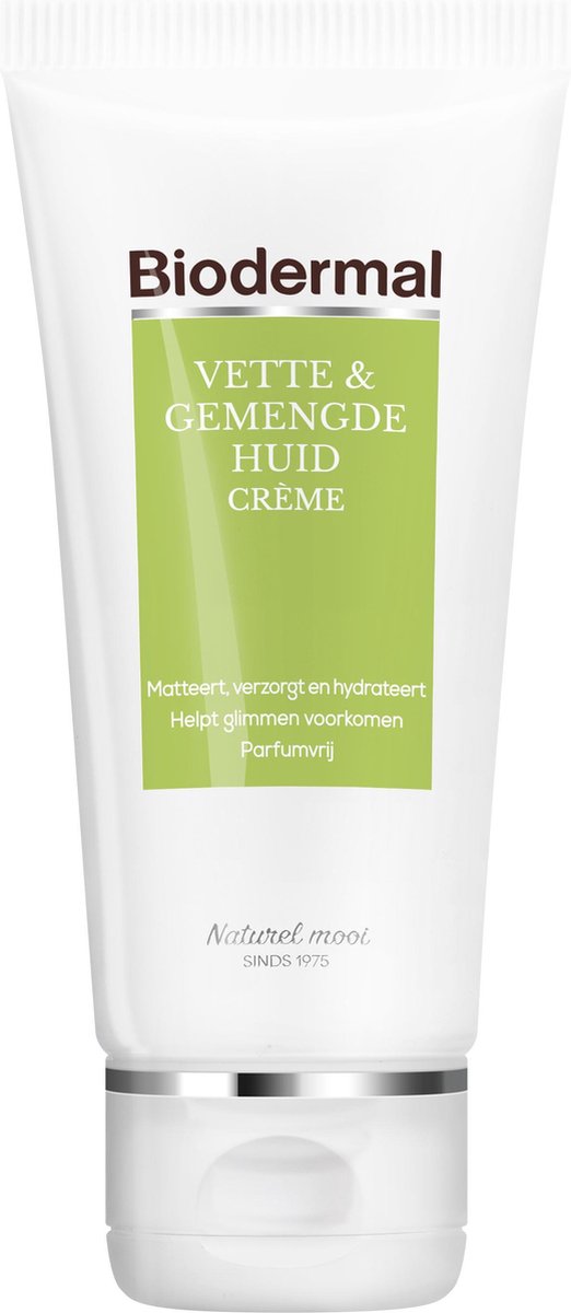 Biodermal Dagcreme Vette & Gemengde Huid - 50ml - Helpt glimmen voorkomen