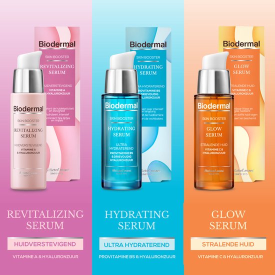 Biodermal Skin Booster Revitalizing serum – Verbetert zo de huidelasticiteit en stevigheid met hyaluronzuur en Vitamine A - Hyaluronzuur serum 30ml