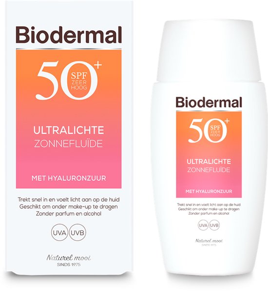 Biodermal Ultralichte Zonnefluide - Zonnebrand met SPF50+ - met hyaluronzuur - Zonnebrand gezicht
