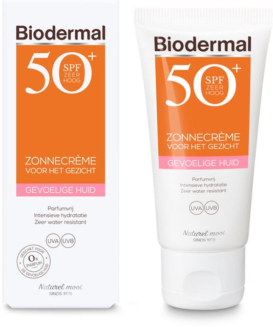 Biodermal Zonnebrand voor de Gevoelige huid - SPF 50 - Zonnebrand voor het gezicht - 50ml