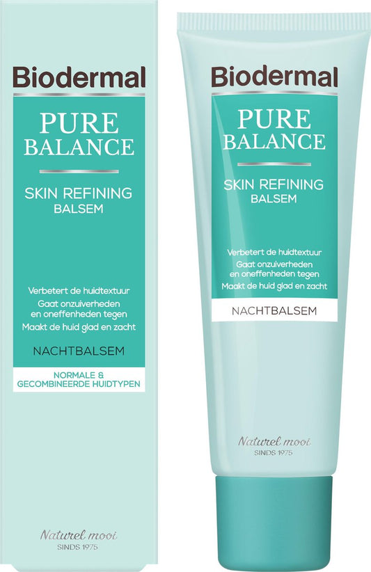 Biodermal Pure Balance Skin Refining Balsem Nachtcreme - Nachtcreme met hyaluronzuur - Bij onzuiverheden en oneffenheden - 50ml