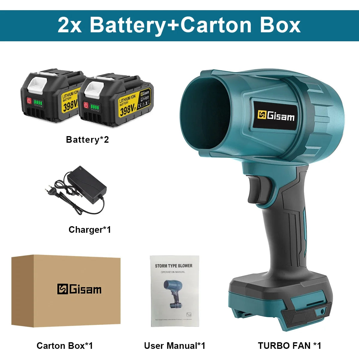 Gisam 200M/S Brushless Turbo Jet Fan 1500W Cordless Electric Air Blower Violent Handheld Power Tool for Makita 18V Battery Pin