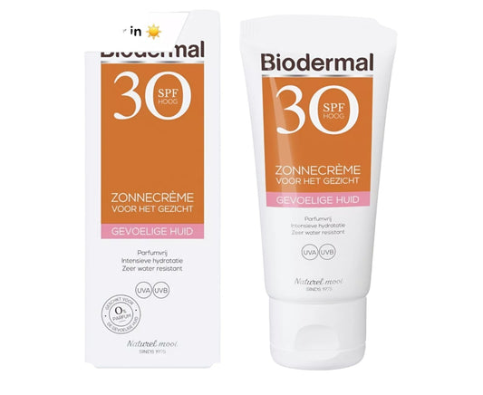 Biodermal Zonnecreme voor de Gevoelige huid - SPF 30 - 50ml - Zonnecreme voor het gezicht